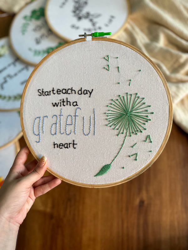 Grateful: Embroidery Hoop