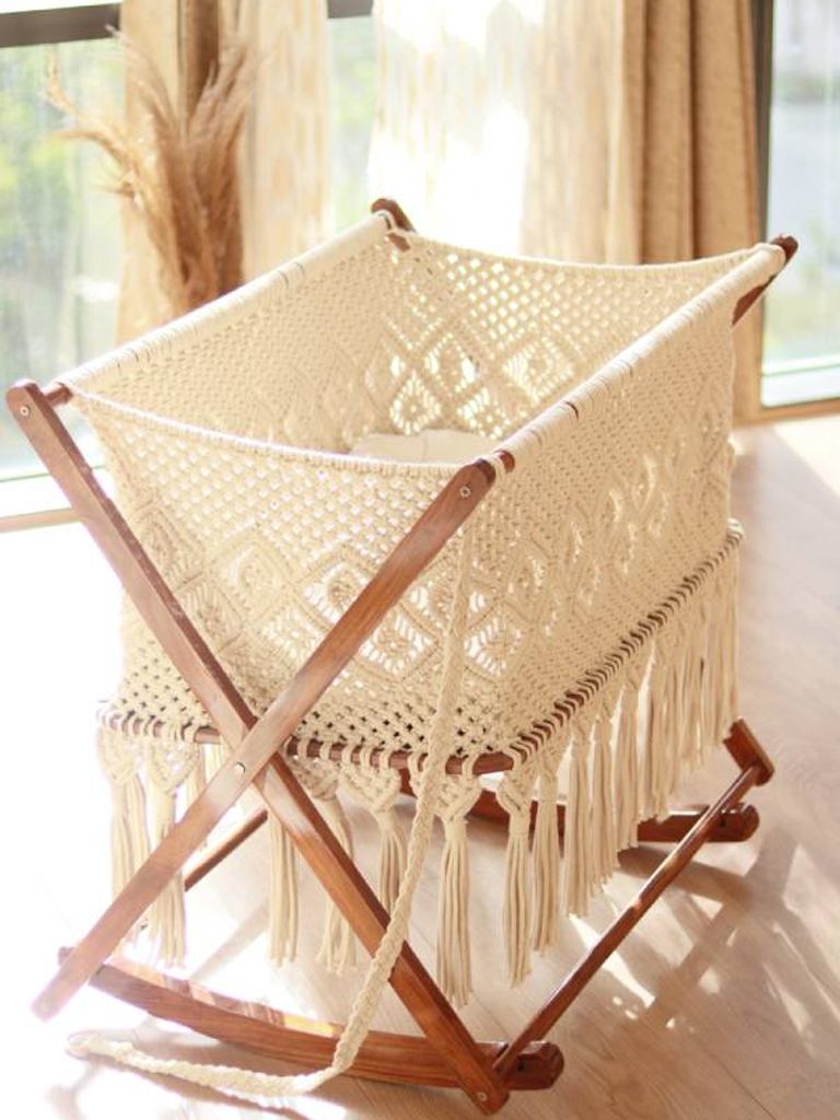 Hanging macrame crib shop