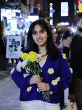 Crochet Flower Cardigan: Royal Blue