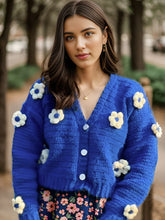 Crochet Flower Cardigan: Royal Blue