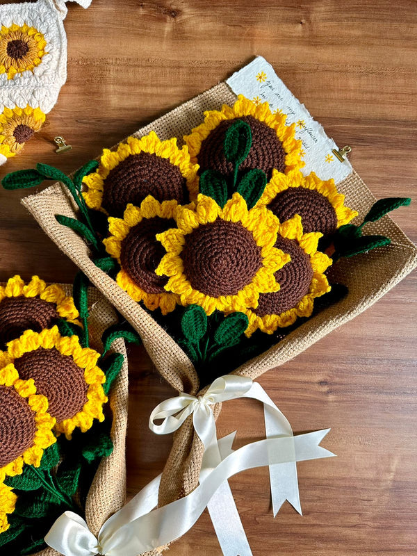 Crochet Sunflower Bouquet of 6